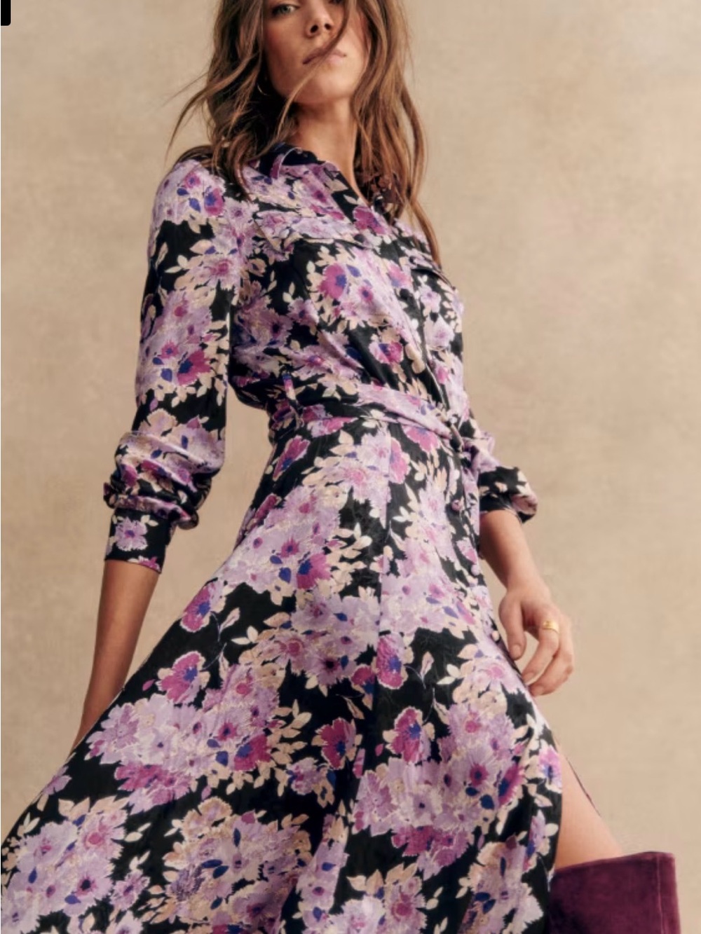 Sezane Lauretta Dress in Purple Floral - Picture 2 of 9